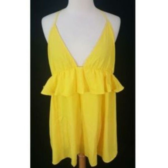 NWT Asos asos Petite Beach yellow Halter Sundress 12 NEW - Picture 2 of 6